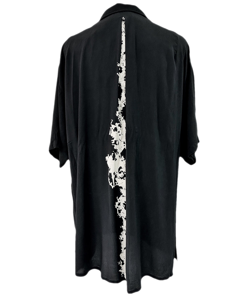 2401-SH03 Splash Crepe Rayon Lazy Shirt Black