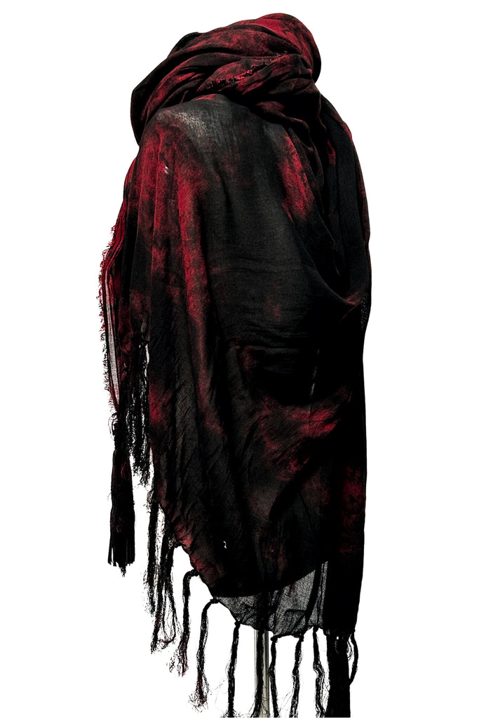 2502-ST01 Tie Dye Long Stole 05_Black/Red