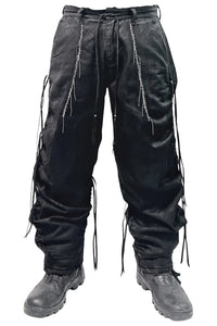 2502-PT13 Coating Side Shirring Twill Pants_Black