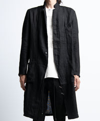 2401-JK02 Linen Side Slit Coat 02 Black