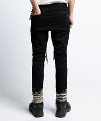 2401-PT02 Double Zip Stretch Twill Pants 02 Black