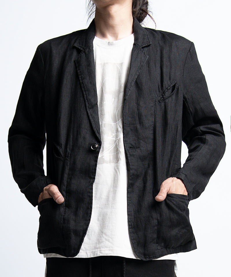 2401-JK03 Linen Tailored Jacket 05 Black