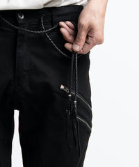 2401-PT02 Double Zip Stretch Twill Pants 02 Black