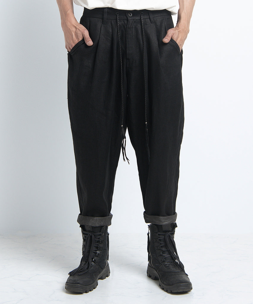 2401-PT03 Linen Layered Pants 05 Black