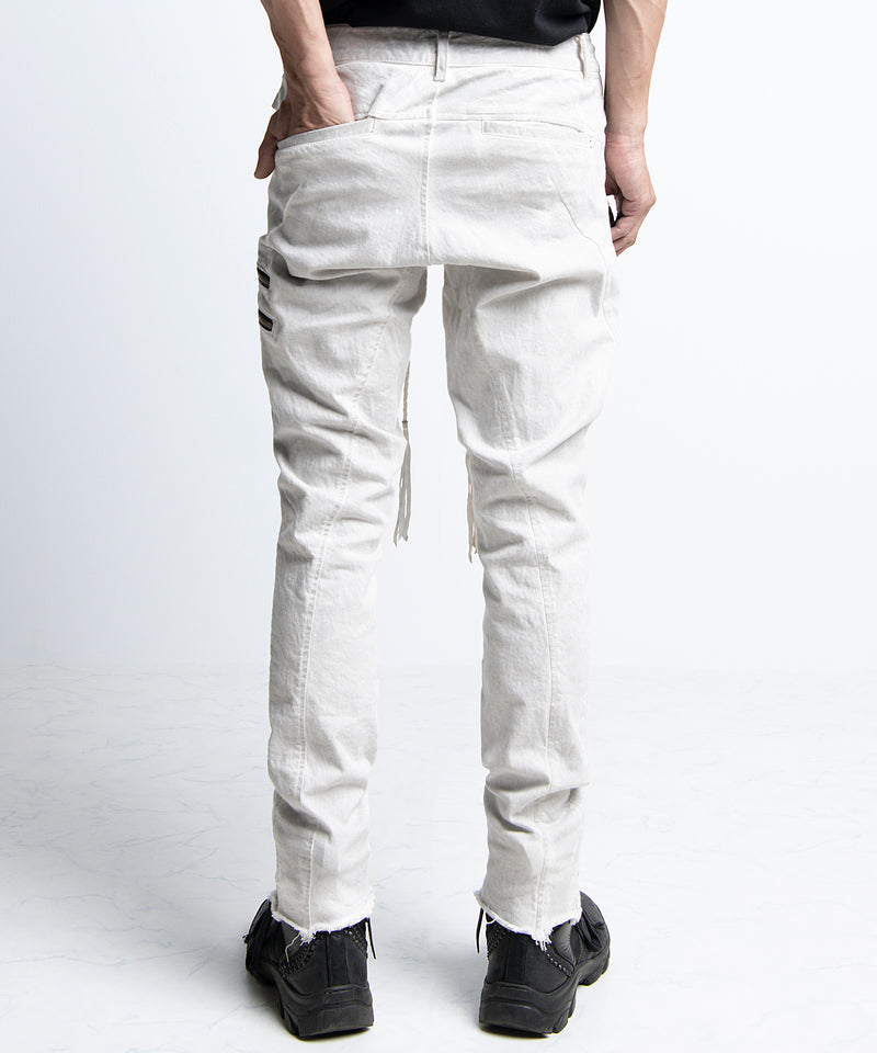 2401-PT01 Double Zip Stretch Twill Pants 01 Dirty White
