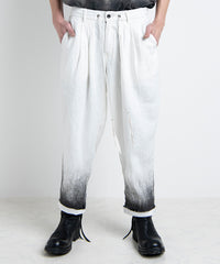 2501-PT04 Linen Layered Tuck Pants White