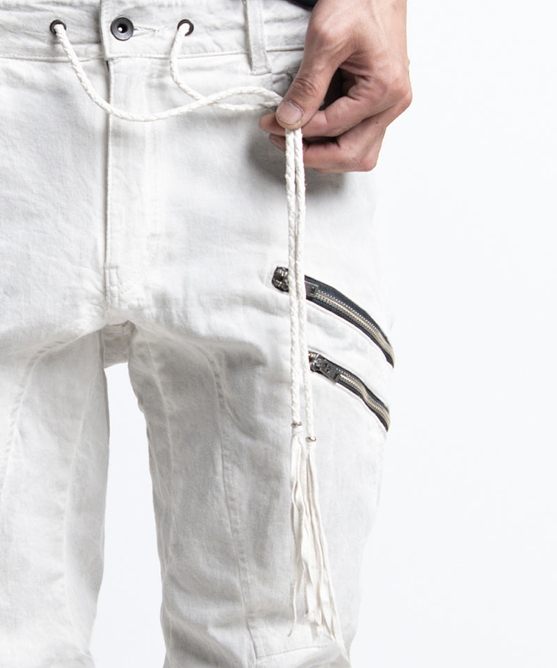 2401-PT01 Double Zip Stretch Twill Pants 01 Dirty White
