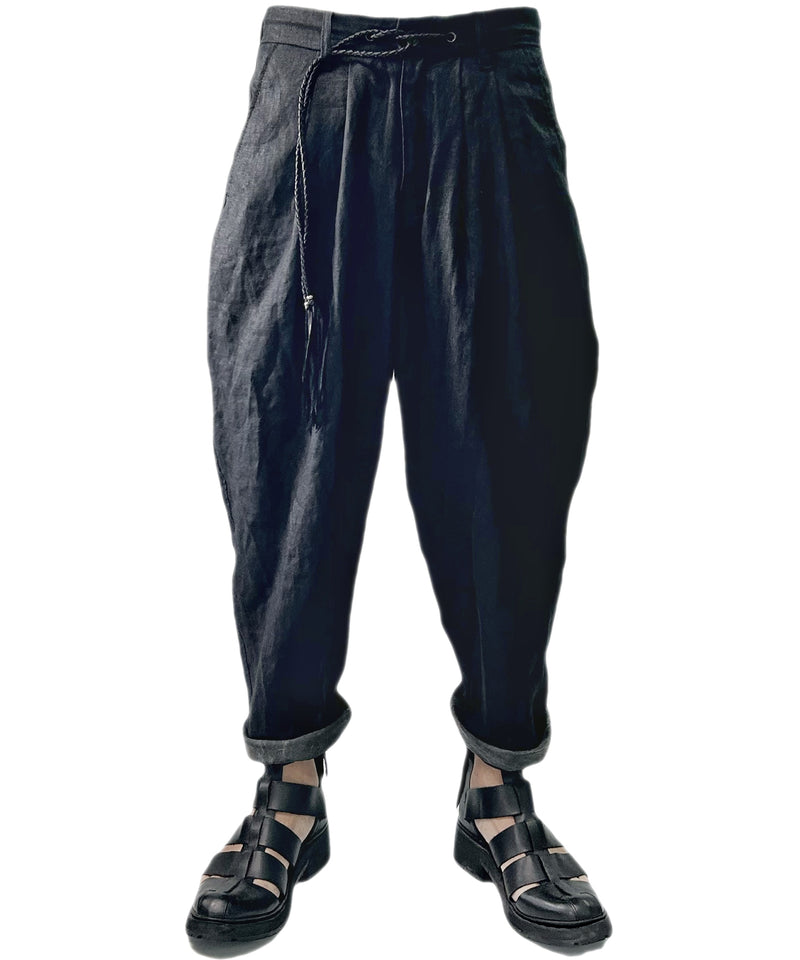 2401-PT03 Linen Layered Pants 05 Black
