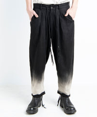 2501-PT04 Linen Layered Tuck Pants Black