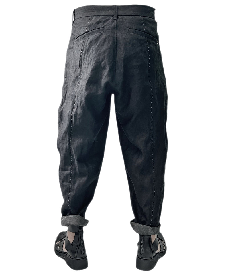 2401-PT03 Linen Layered Pants 05 Black