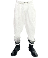 2501-PT04 Linen Layered Tuck Pants White