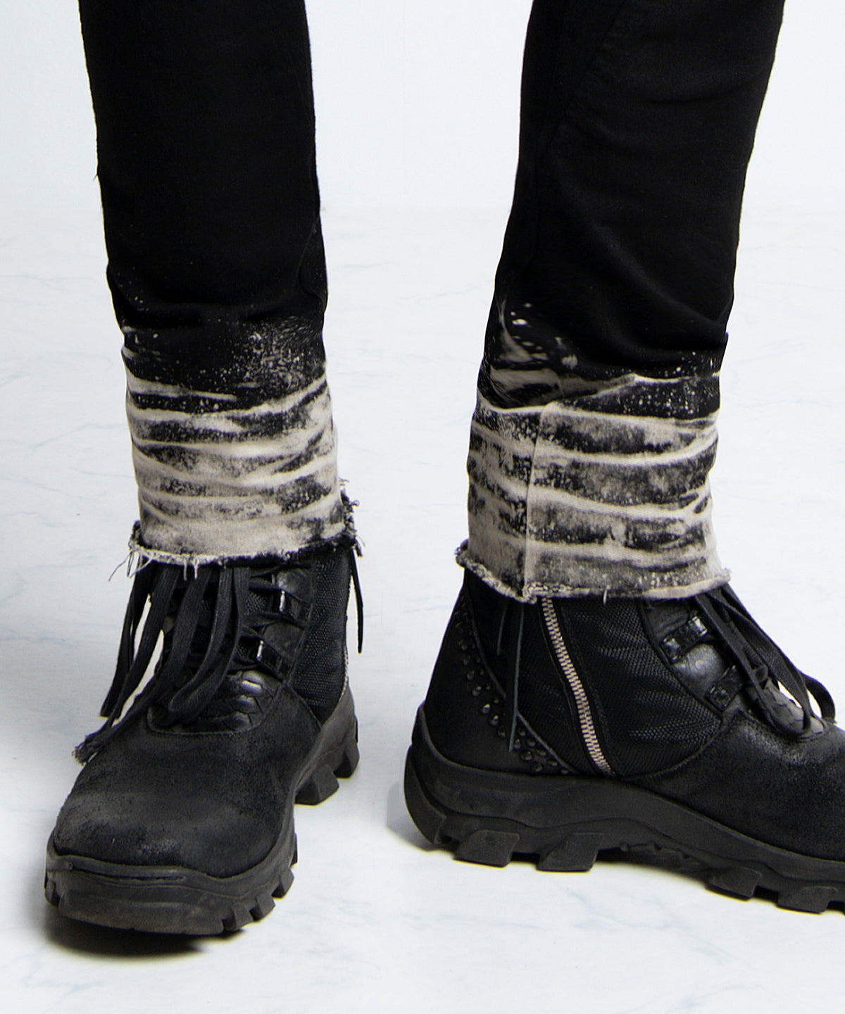 2401-PT02 Double Zip Stretch Twill Pants 02 Black