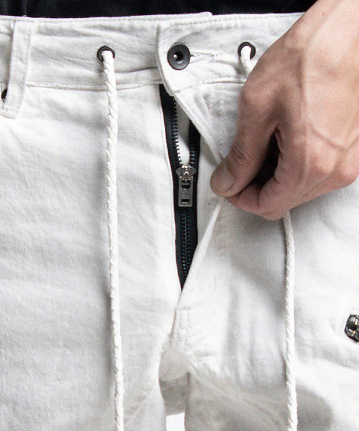 2401-PT01 Double Zip Stretch Twill Pants 01 Dirty White