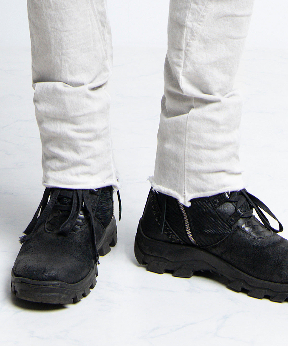 2401-PT01 Double Zip Stretch Twill Pants 01 Dirty White