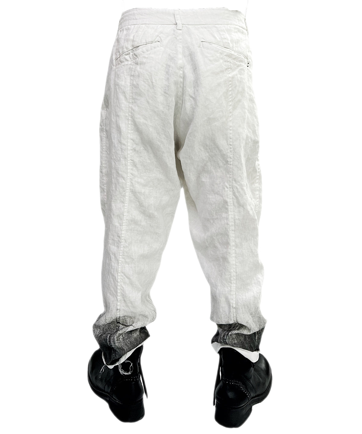 2501-PT04 Linen Layered Tuck Pants White