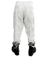 2501-PT04 Linen Layered Tuck Pants White