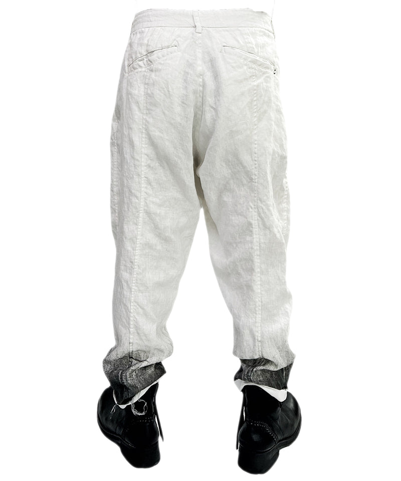 2501-PT04 Linen Layered Tuck Pants White