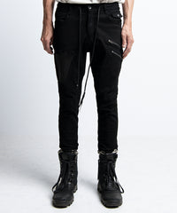 2401-PT02 Double Zip Stretch Twill Pants 02 Black