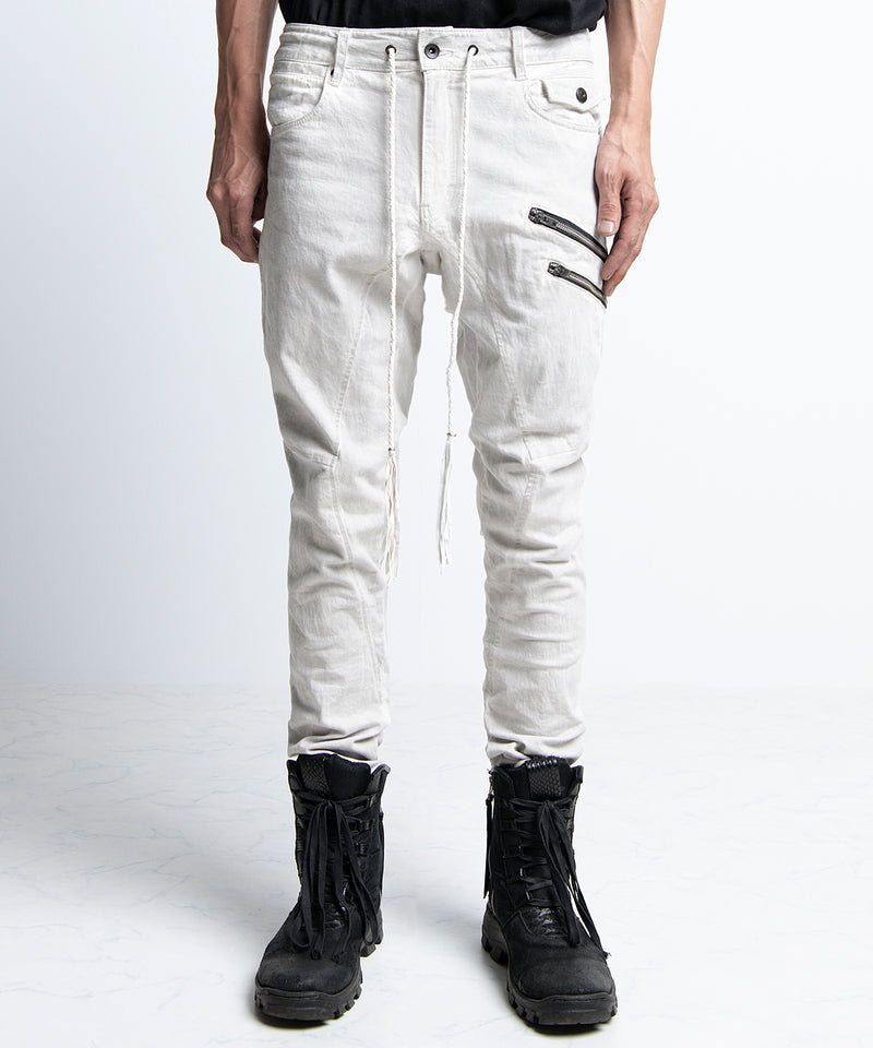 2401-PT01 Double Zip Stretch Twill Pants 01 Dirty White