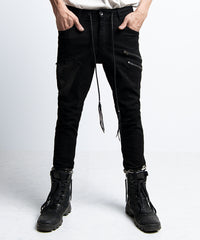 2401-PT02 Double Zip Stretch Twill Pants 02 Black