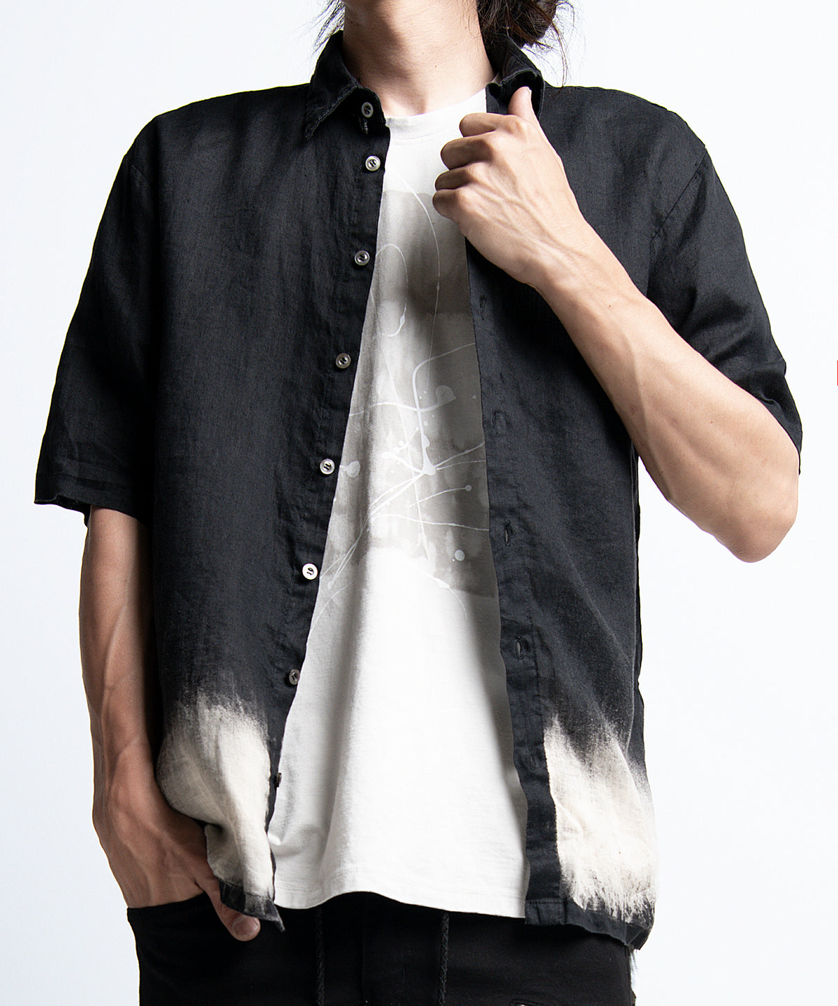 2401-SH06 Discharged Linen Slim Shirt