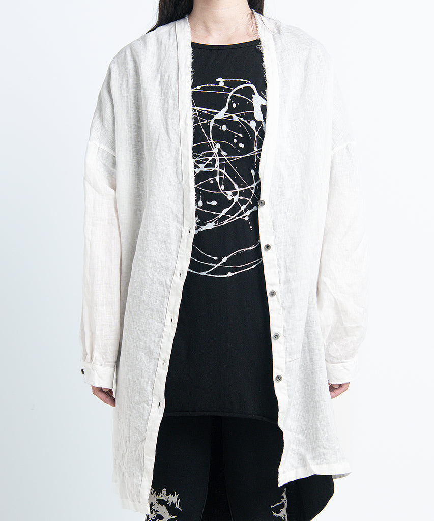 2401-SH12 Linen Kimono Shirt White