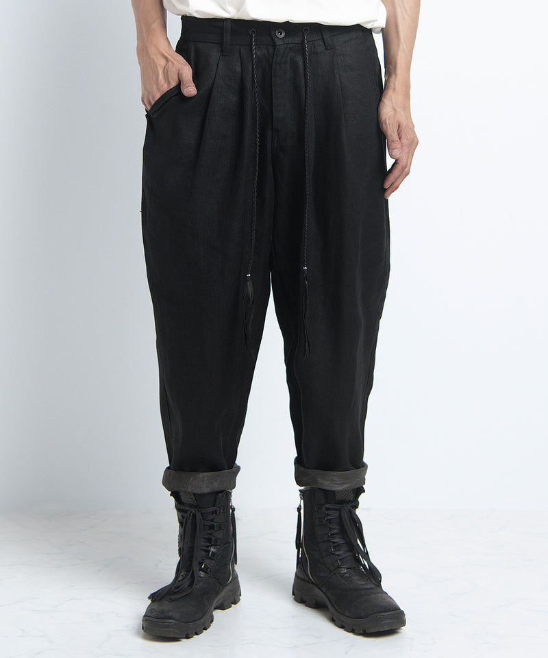 2401-PT03 Linen Layered Pants 05 Black
