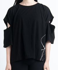 2401-CTL03 Open Sleeve Cut Black