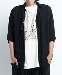 2401-SH03 Splash Crepe Rayon Lazy Shirt Black