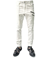 2401-PT01 Double Zip Stretch Twill Pants 01 Dirty White