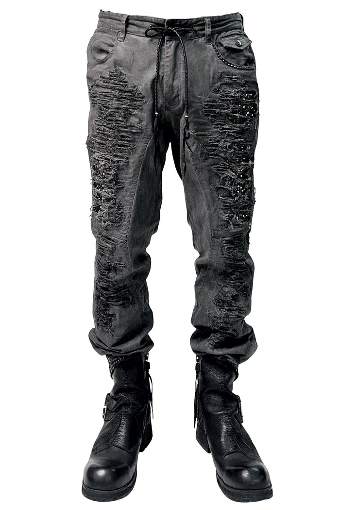 2502-PT07 Coating Crush Stretch Twill Pants / STD_Charcoal