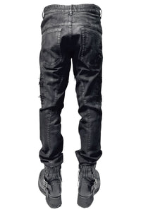 2502-PT07 Coating Crush Stretch Twill Pants / STD_Black