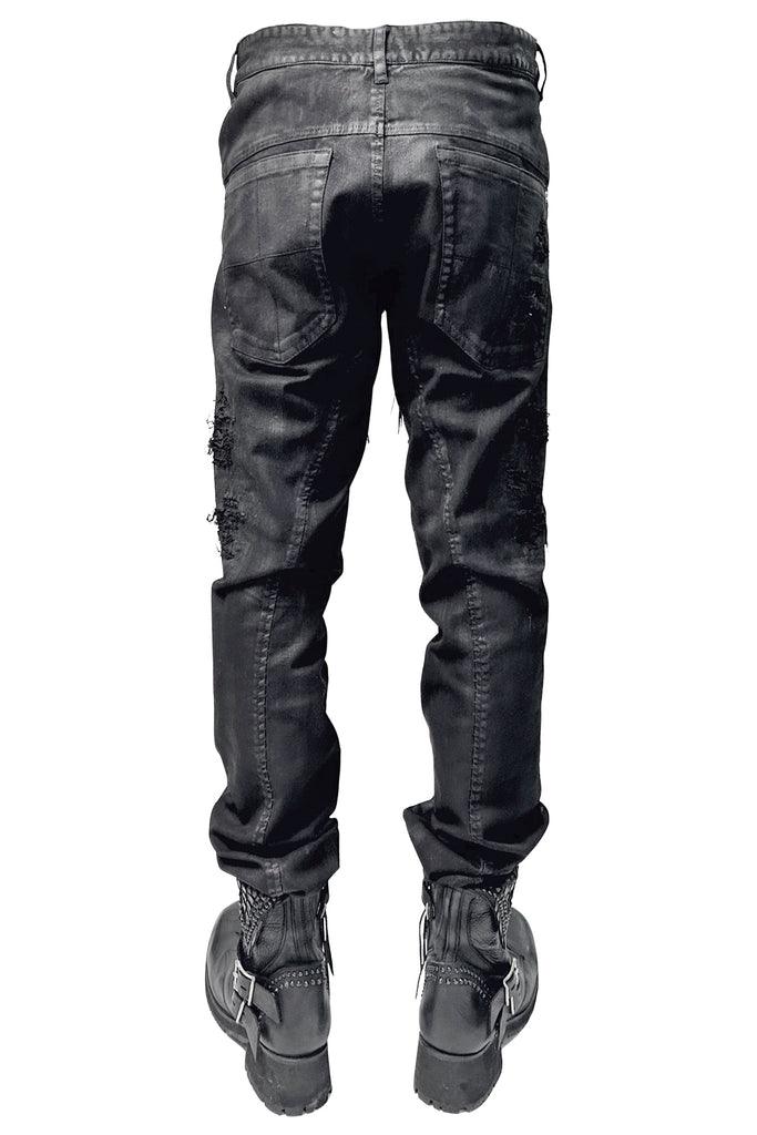 2502-PT07 Coating Crush Stretch Twill Pants / STD_Black