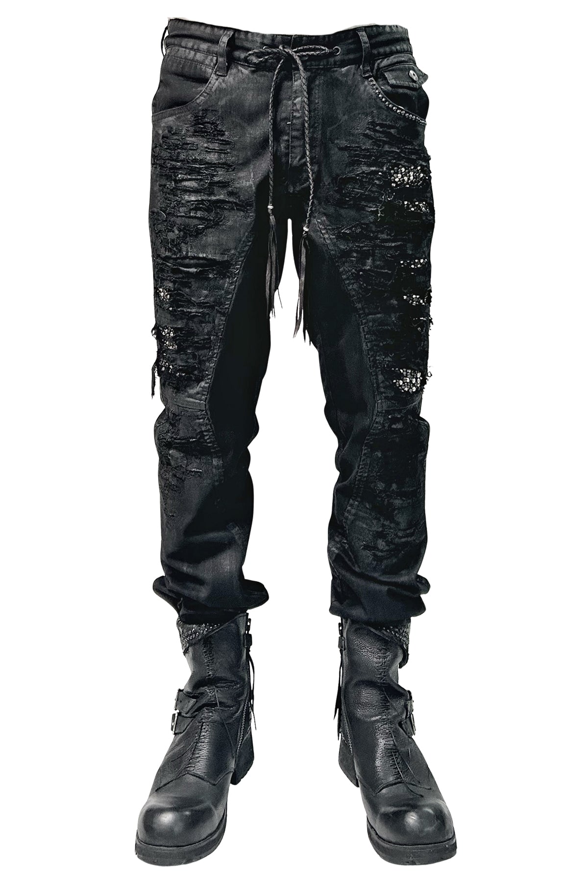 2502-PT07 Coating Crush Stretch Twill Pants / STD_Black