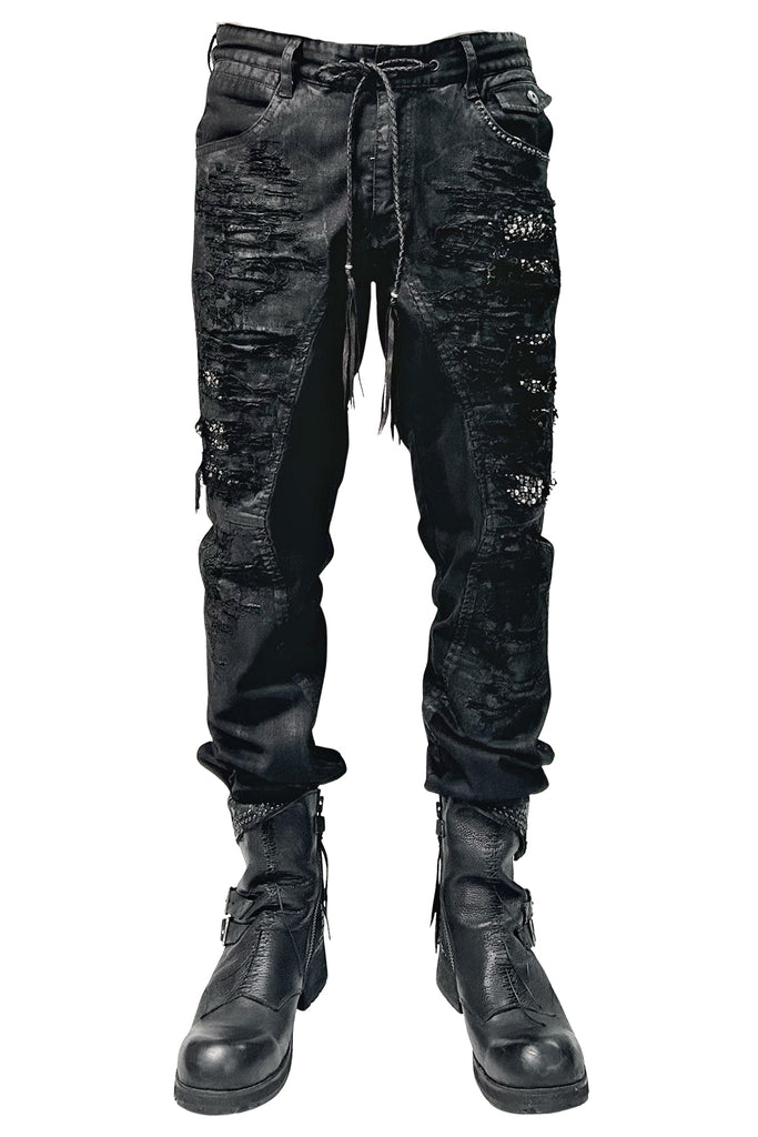 2502-PT07 Coating Crush Stretch Twill Pants / STD_Black