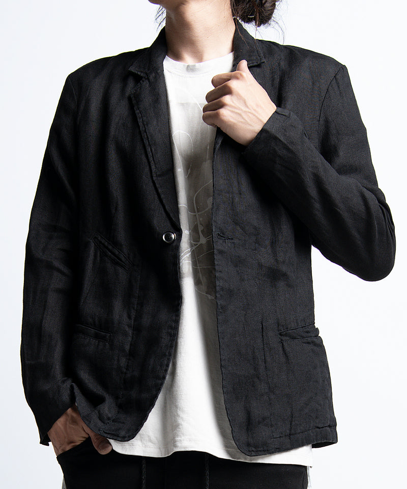 2401-JK03 Linen Tailored Jacket 05 Black