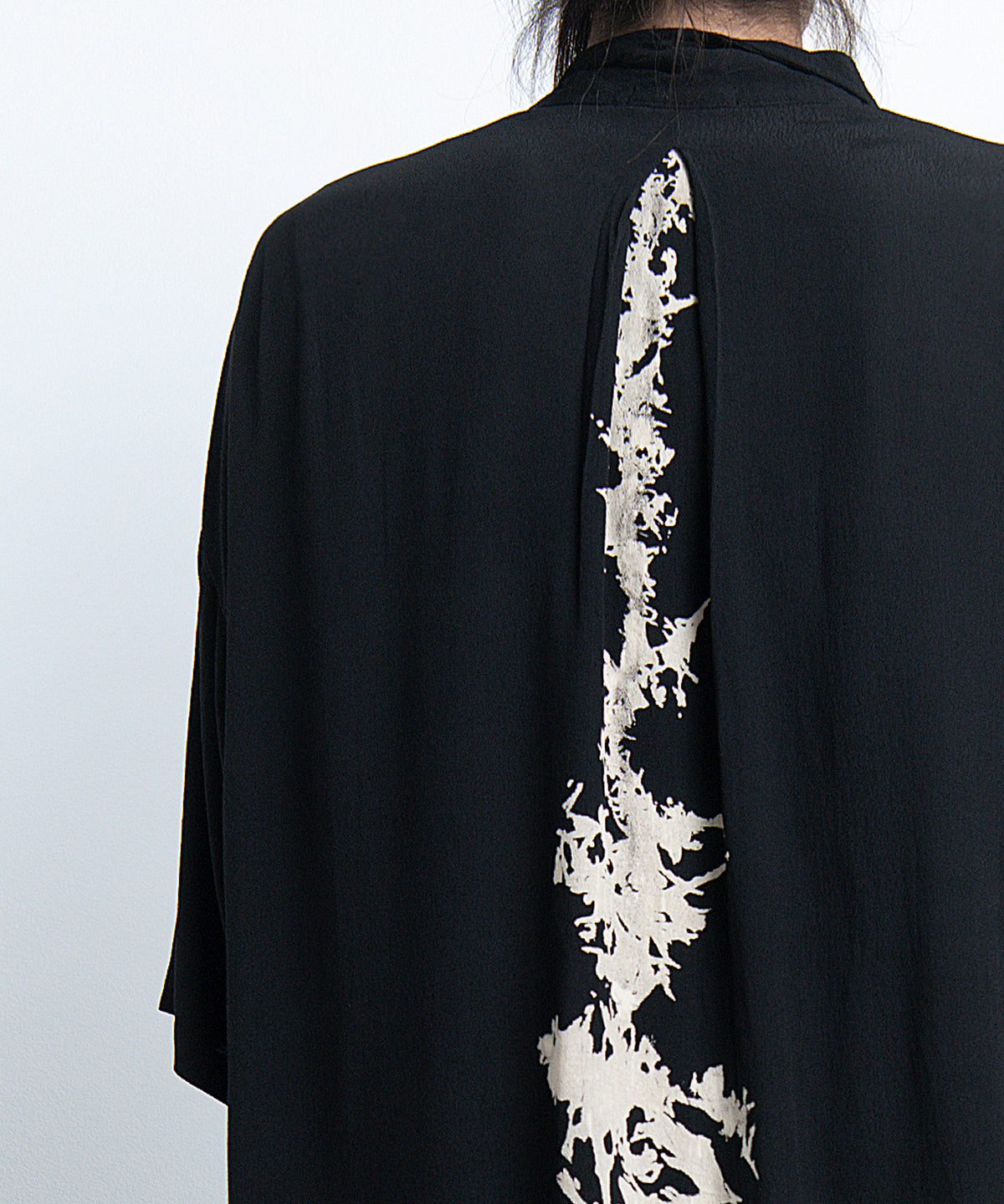 2401-SH03 Splash Crepe Rayon Lazy Shirt Black