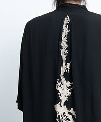 2401-SH03 Splash Crepe Rayon Lazy Shirt Black