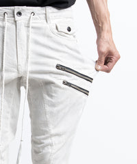 2401-PT01 Double Zip Stretch Twill Pants 01 Dirty White