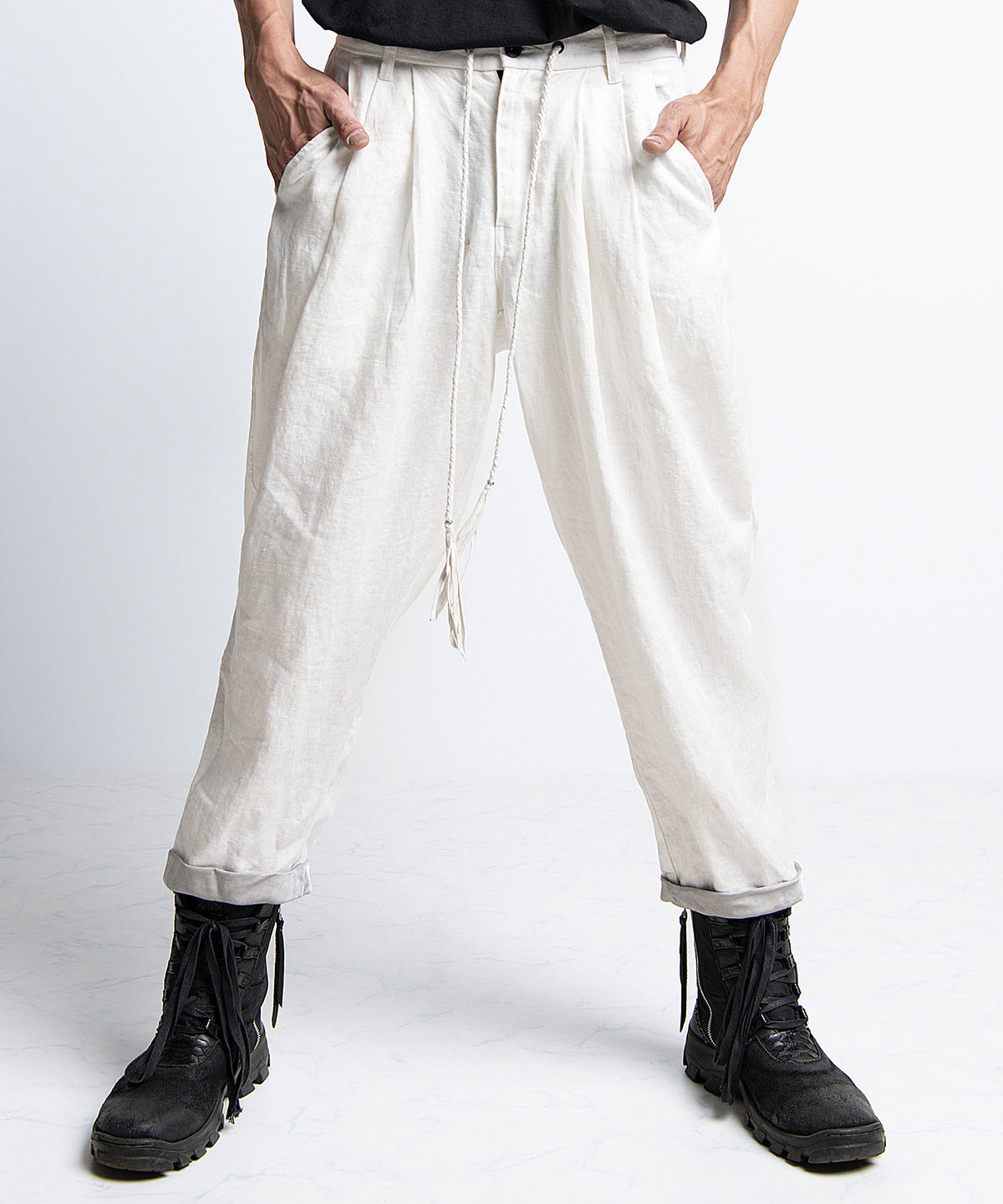 2401-PT03 Linen Layered Pants 05 White