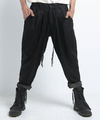 2401-PT03 Linen Layered Pants 05 Black
