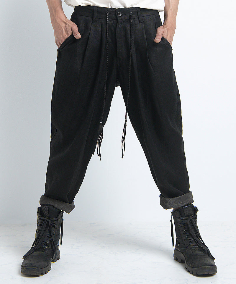 2401-PT03 Linen Layered Pants 05 Black