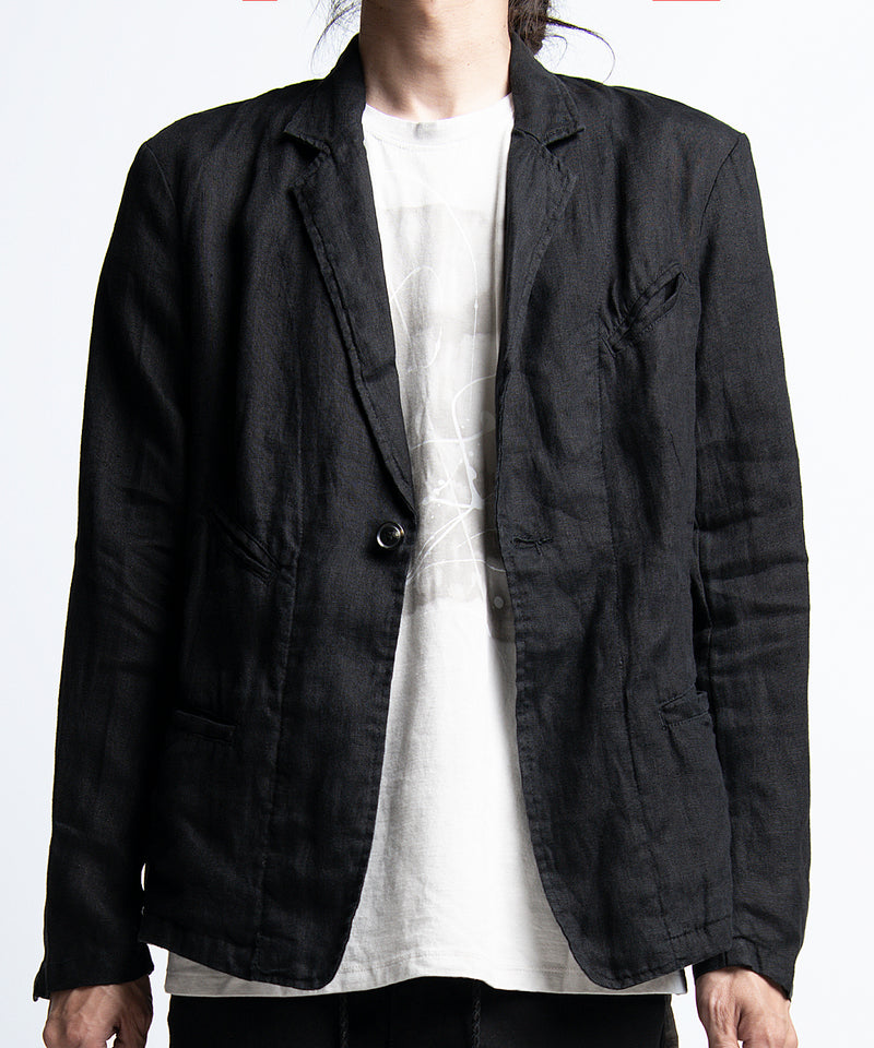 2401-JK03 Linen Tailored Jacket 05 Black