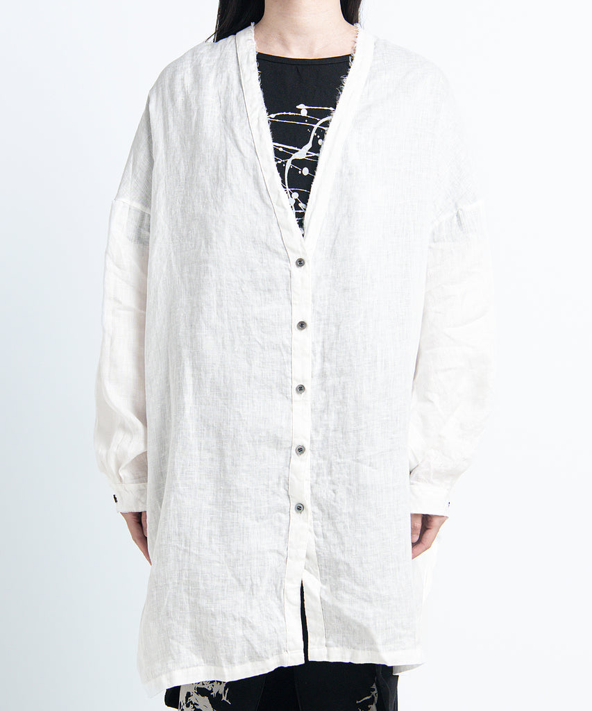 2401-SH12 Linen Kimono Shirt White