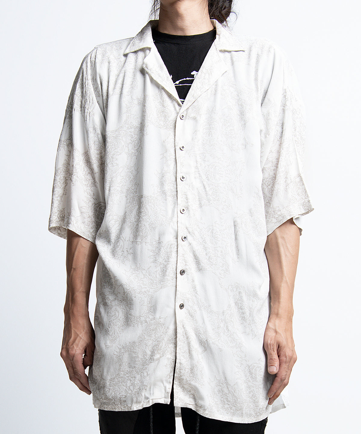 2401-SH02 Magnolia Crepe Rayon Lazy Shirt White