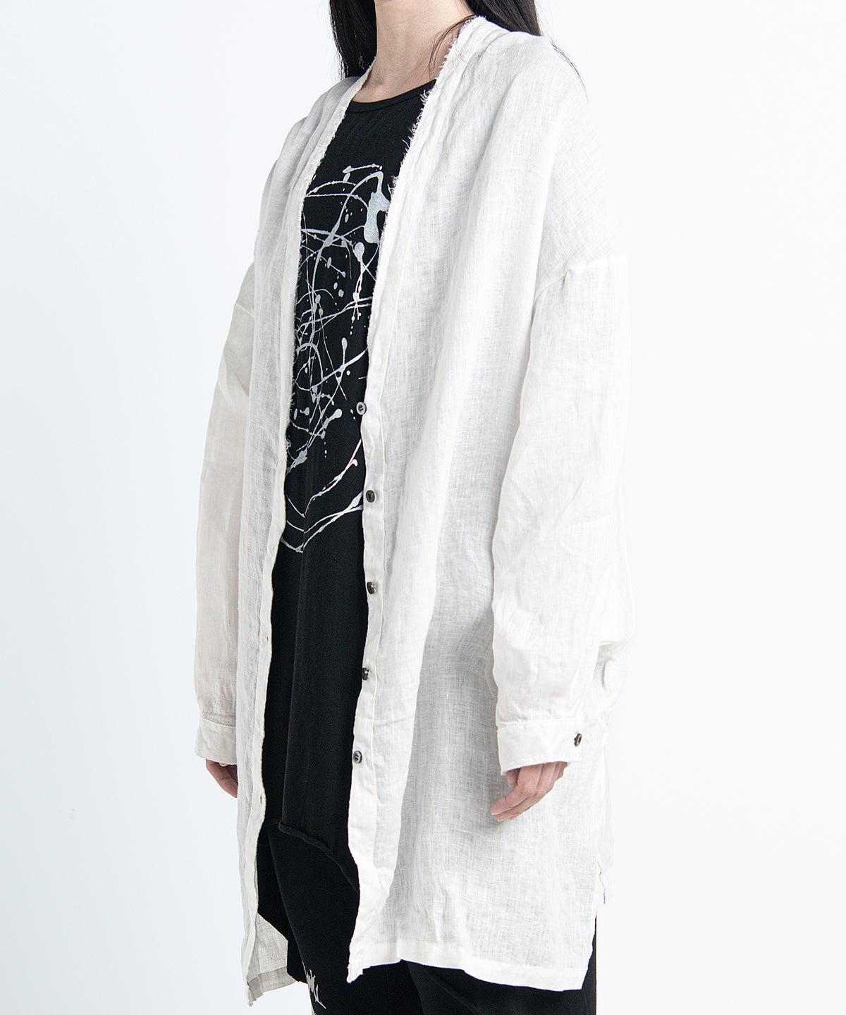 2401-SH12 Linen Kimono Shirt White