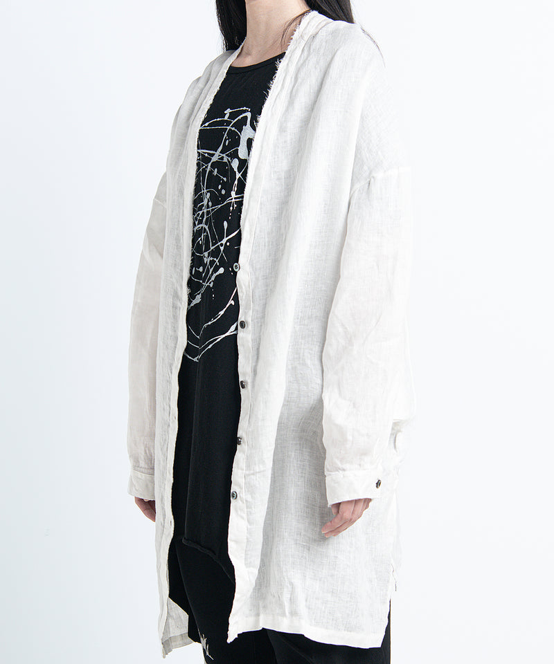 2401-SH12 Linen Kimono Shirt White