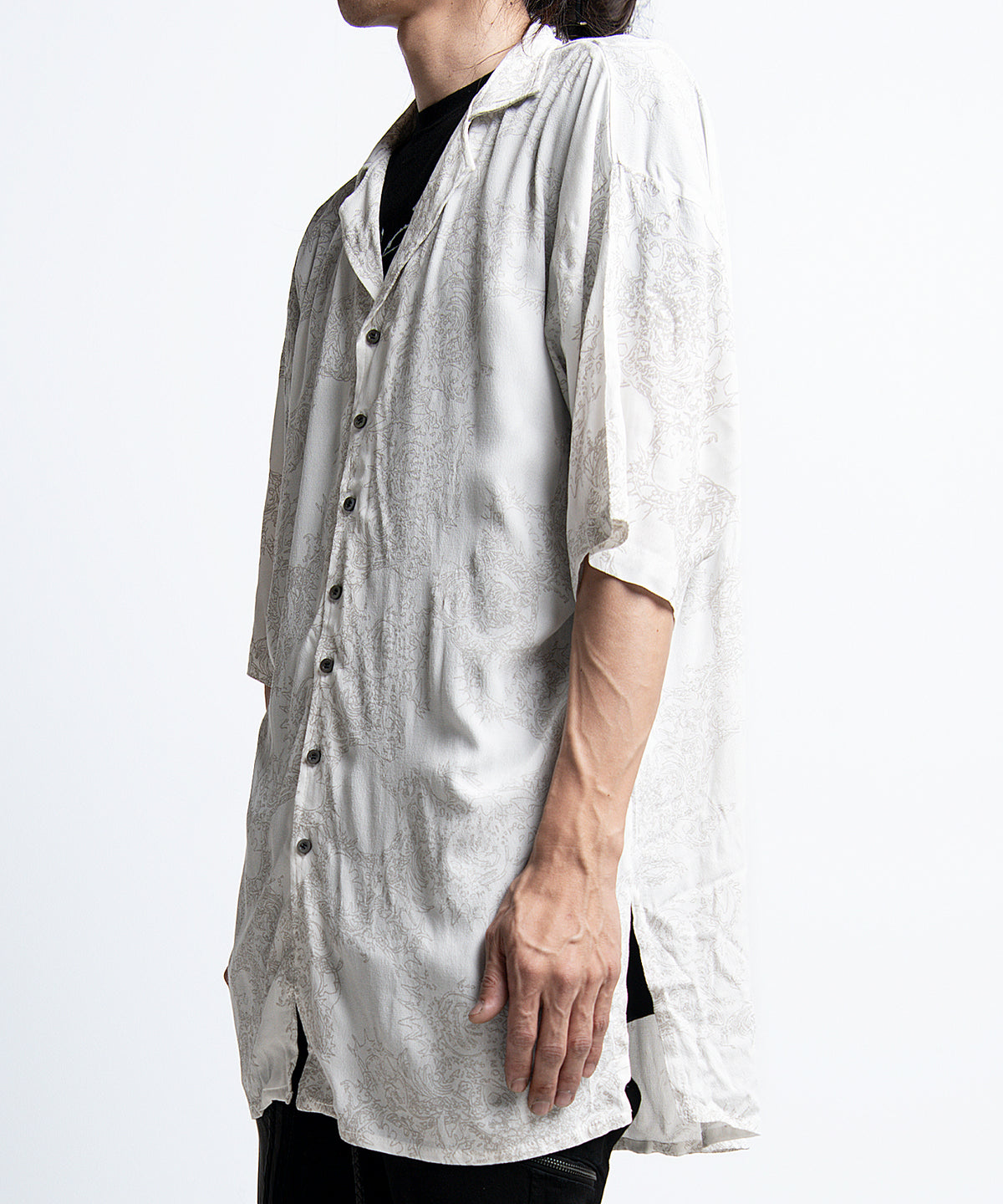 2401-SH02 Magnolia Crepe Rayon Lazy Shirt White