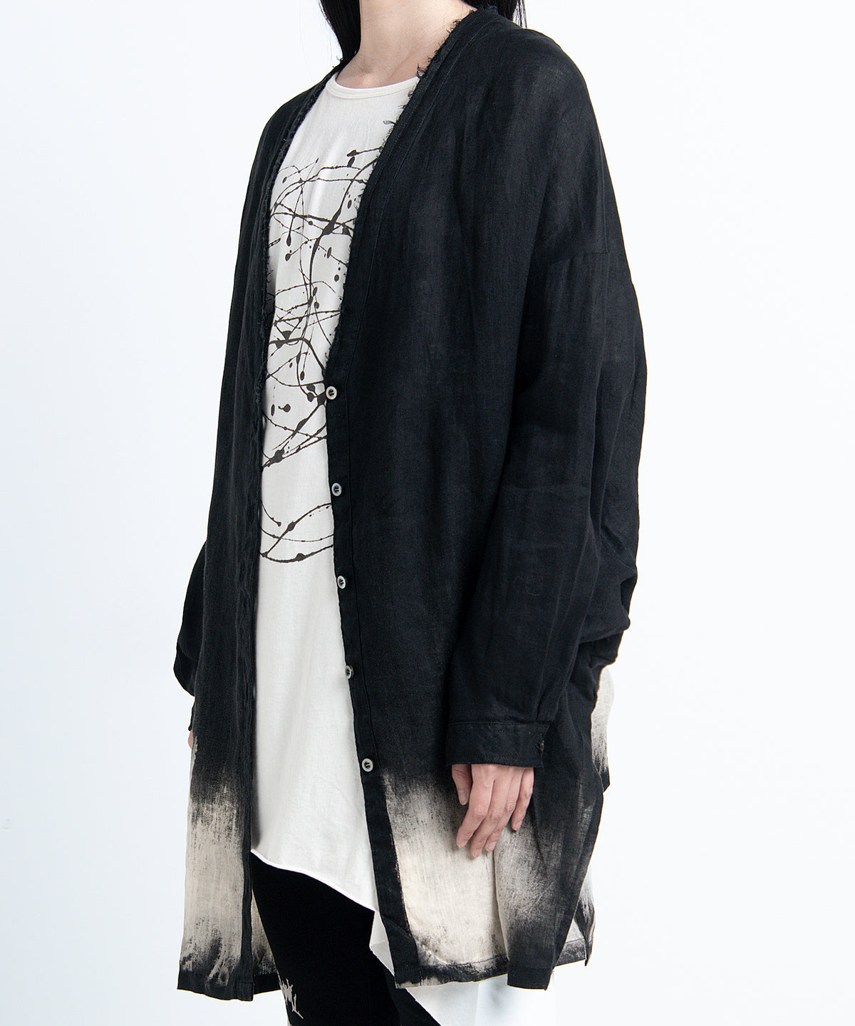 2401-SH11 Discharged Linen Kimono Shirt