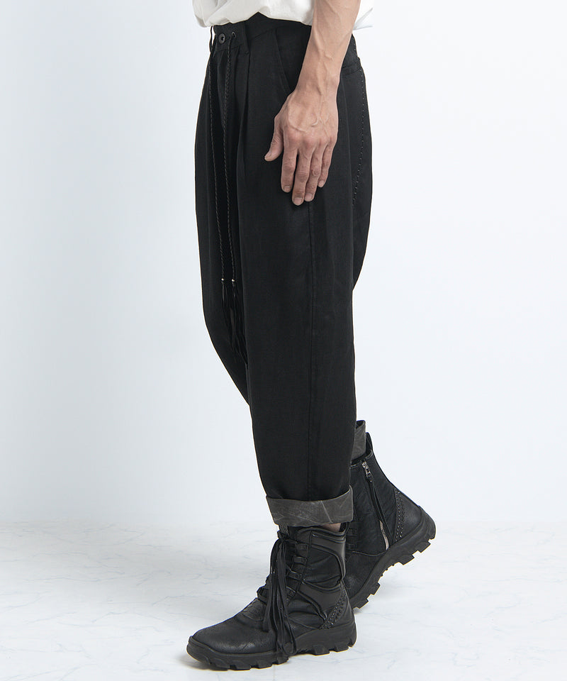 2401-PT03 Linen Layered Pants 05 Black